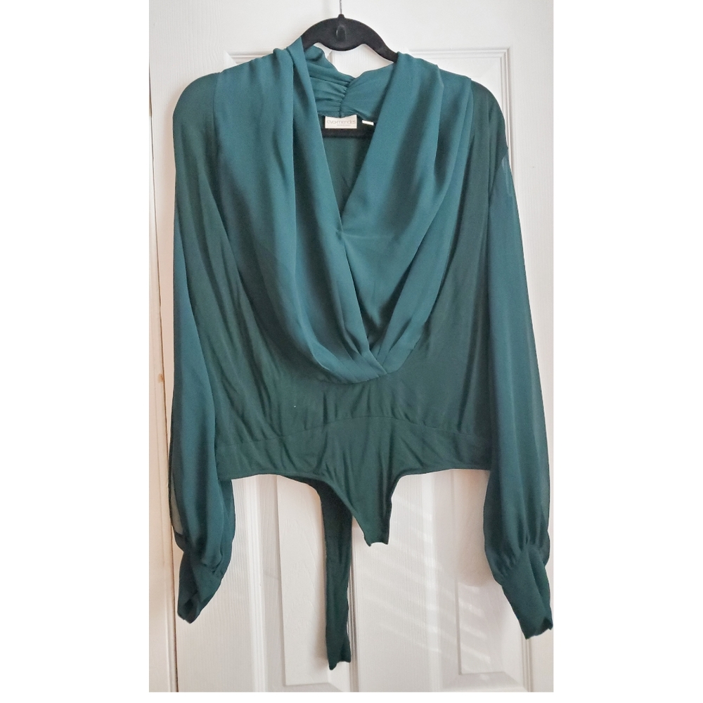 NY Style & Co Eva Mendes pleated chiffon bodysuit